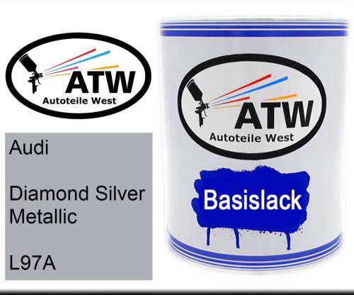 Audi, Diamond Silver Metallic, L97A: 1L Lackdose, von ATW Autoteile West.